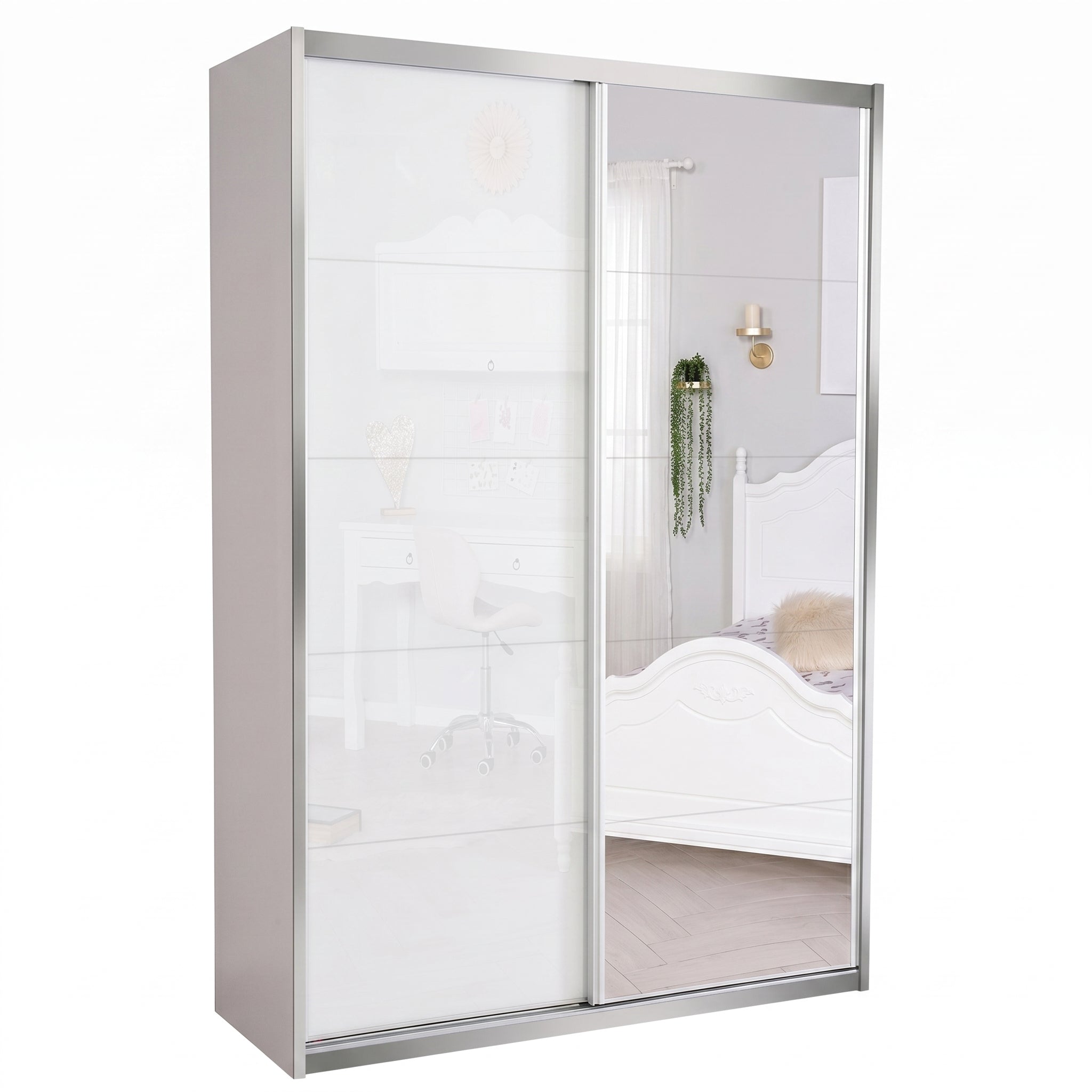 ארון ילדים הזזה כרמל עם דלת זכוכית ומראה