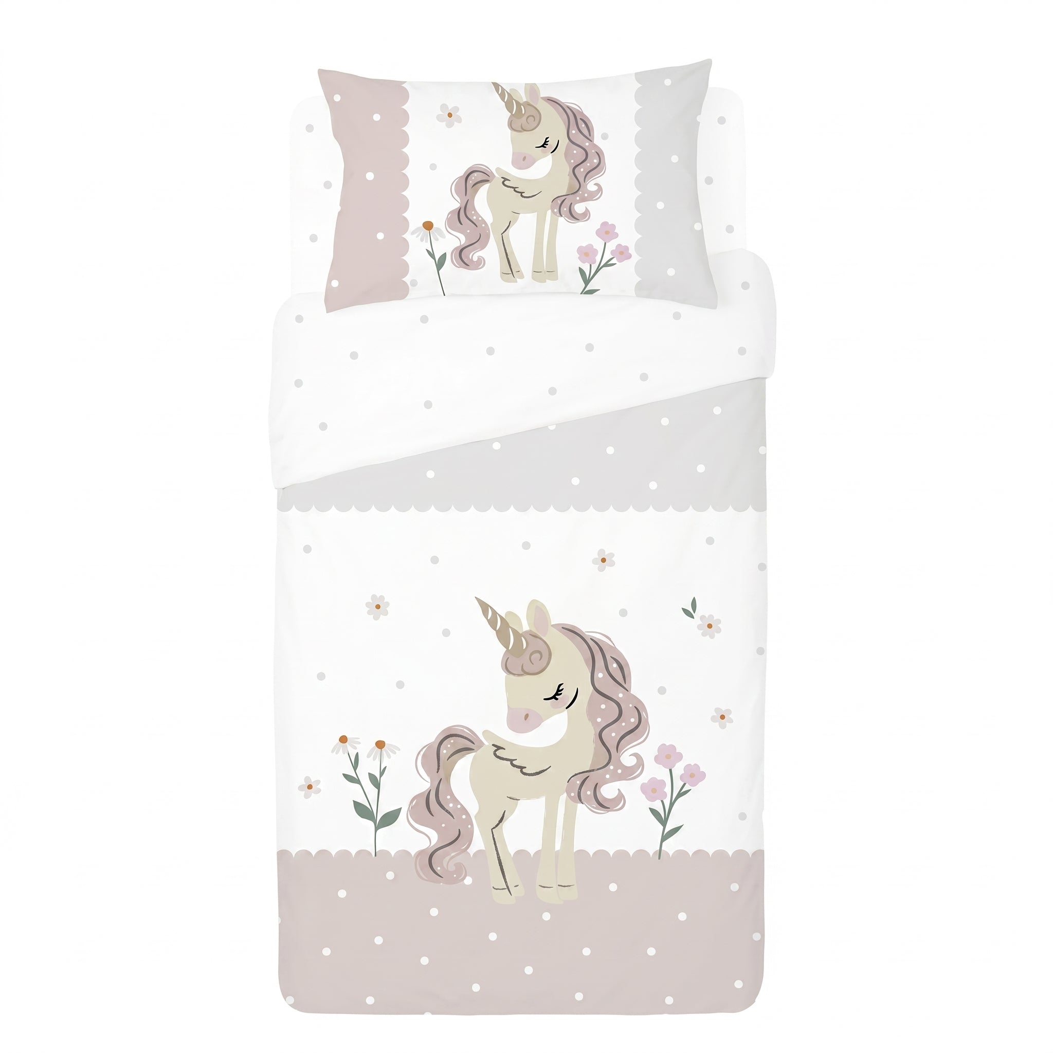 סט מצעים למיטת נוער Unicorn dots