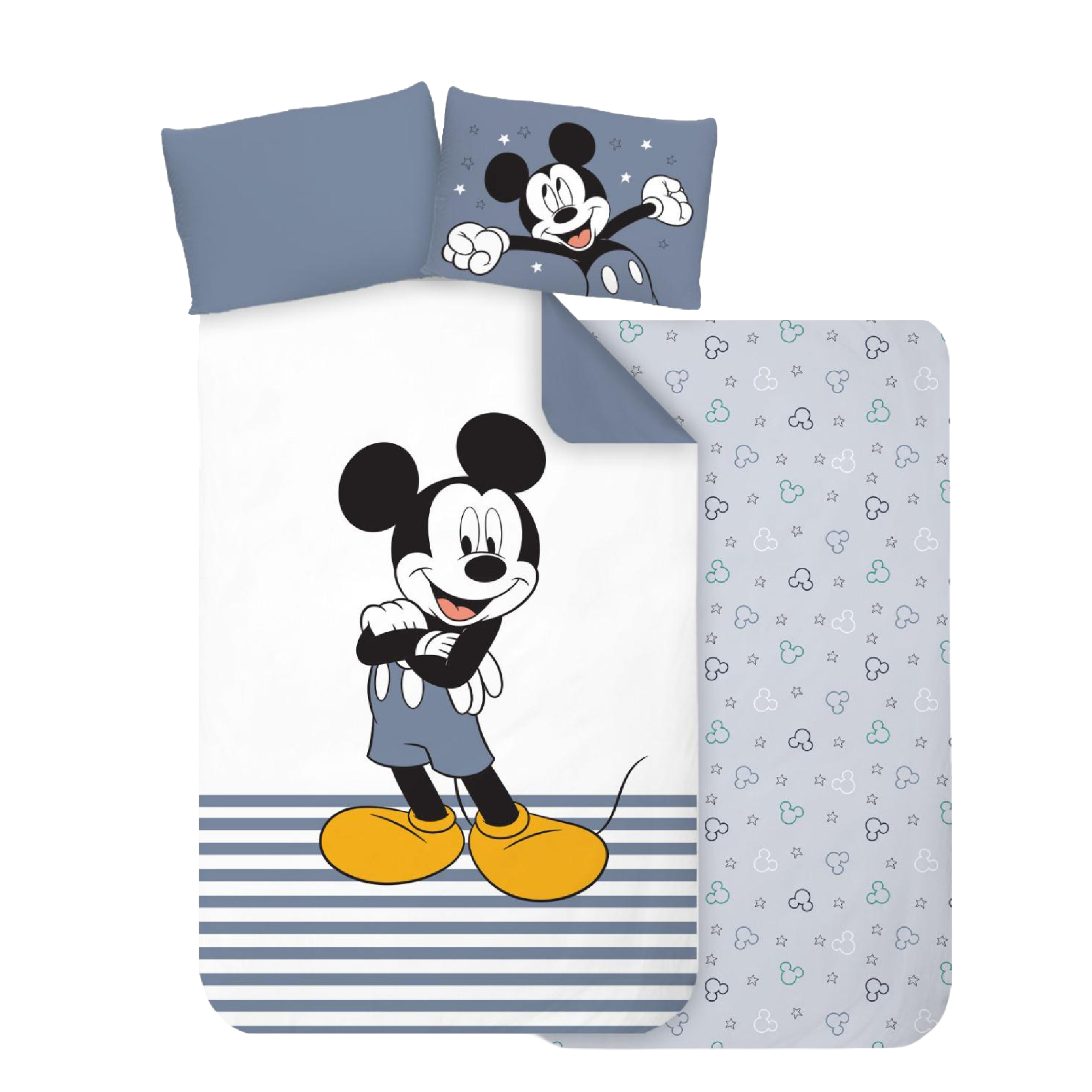 סט מצעים למיטת מעבר Mickey blue