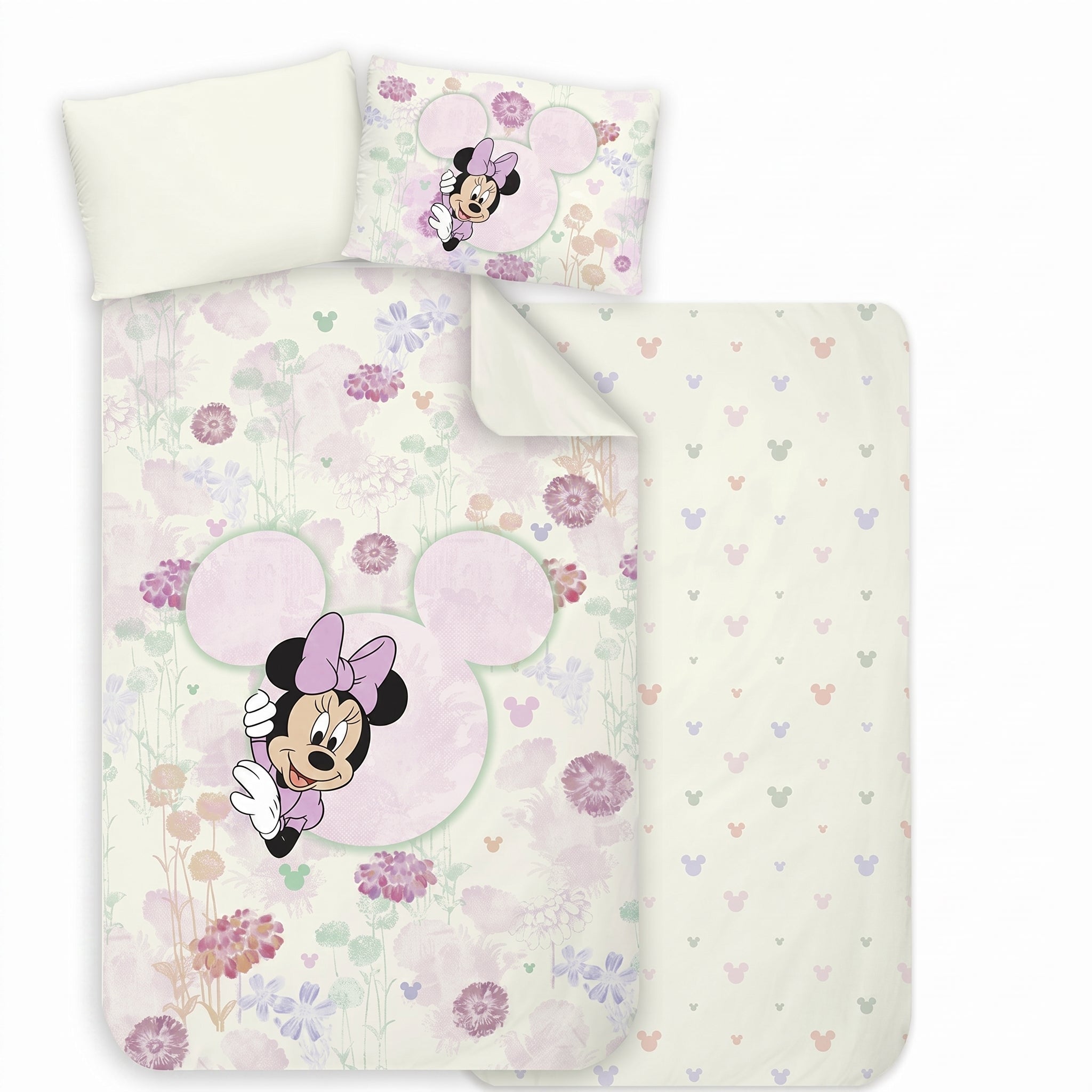 סט מצעים למיטת מעבר Minnie flowers