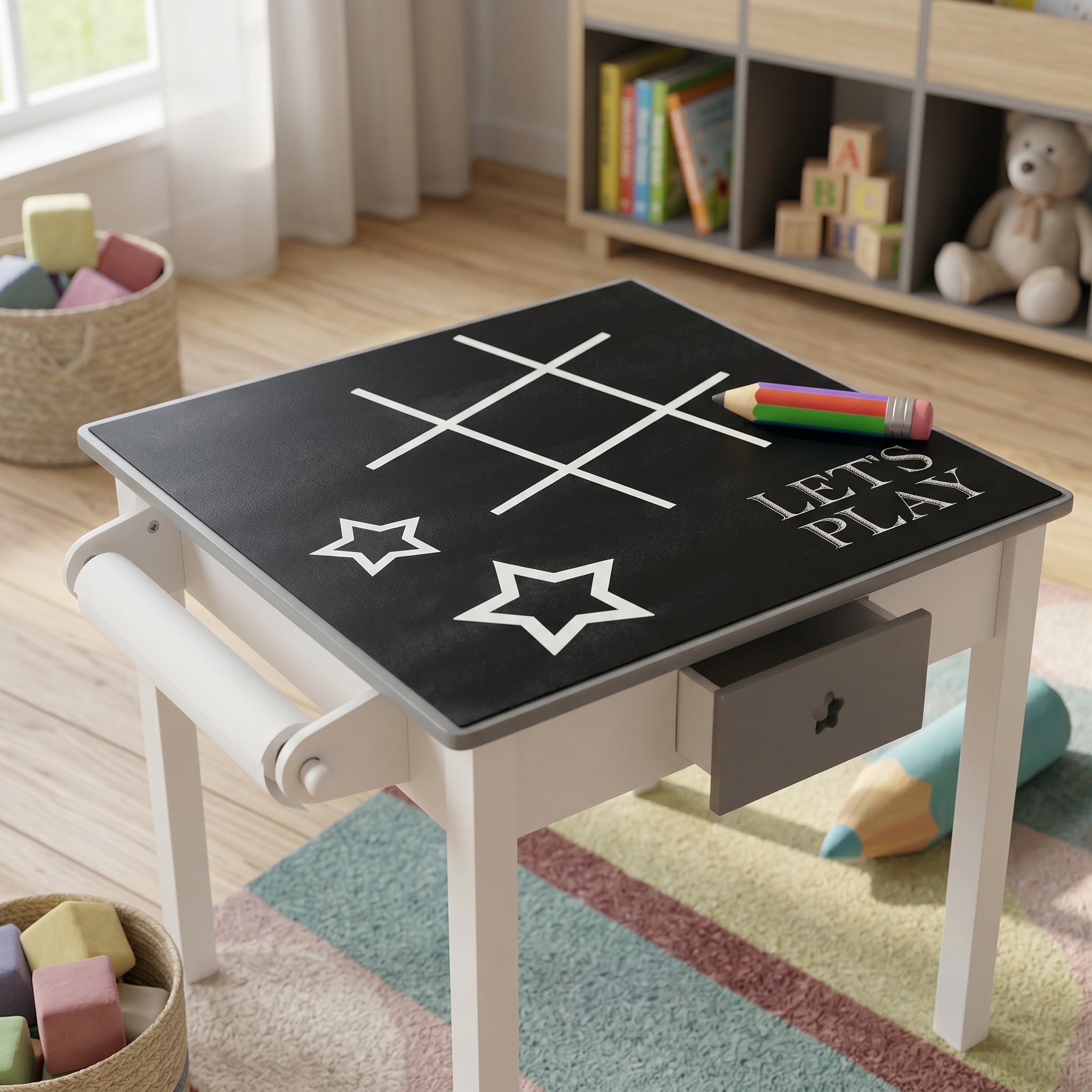 משטח לשולחן כתיבה 60*124 | פסים וכוכב